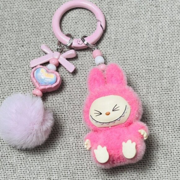 New Popular Hot! mini pink Mocha bunny Labubu Baby keychain dangeler figure - Picture 1 of 1